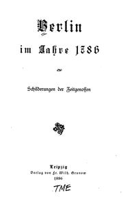 Cover of: Berlin im Jahre 1786: Schilderungen der Zeitgenossen by 