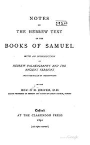 Cover of: Notes on the Hebrew Text of the Books of Samuel: With an introd. on Hebrew ...