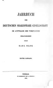 Cover of: Jahrbuch der Deutschen Shakespeare-Gesellschaft by 
