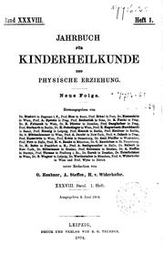 Cover of: Jahrbuch für Kinderheilkunde und physische Erziehung by 