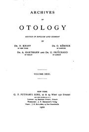 Cover of: Archives of Otology by [name missing]