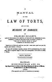 A Manual of the Law of Torts, and of the Measure of Damages