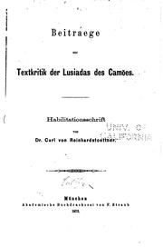 Cover of: Beitrage zur Textkritik der Lusiadas des Camões: Habilitationsschrift by 