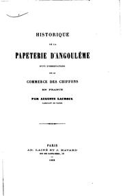 Cover of: Historique de la papeterie d'Angoulême