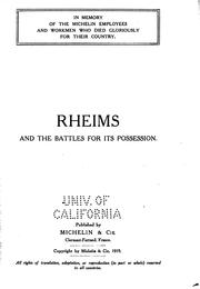 Rheims and the Battles for Its Possession by Pneu Michelin (Firm)