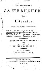 Cover of: Heidelbergische [afterw.] Heidelberger Jahrbücher der Literatur
