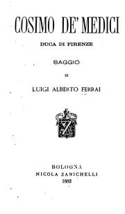 Cover of: Cosimo de' Medici, duca di Firenze