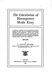 The Calculation of Horsepower Made Easy by L. Elliott Brookes
