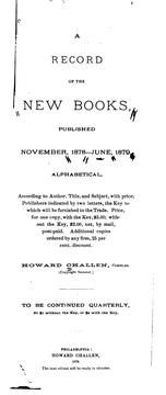 A Record of the New Books Published: Nov. 1878-Oct. 1879 by Howard Challen