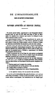 Cover of: De l'insaisissabilité dans les rapports internationaux des navires affectés ...