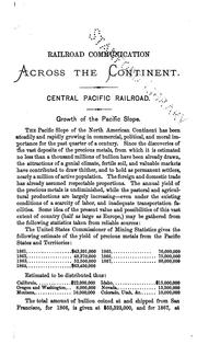 Cover of: Railroad Across the Continent: With an Account of the Central Pacific Railroad of California : a ...