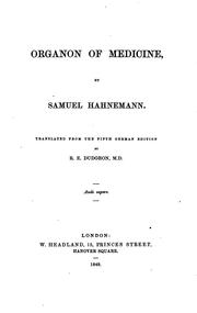 Cover of: Organon of medicine, tr. by R.E. Dudgeon by 