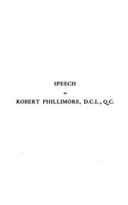 Cover of: Speech ... in the case of 'the office of the judge promoted by the bishop of Salisbury against ...