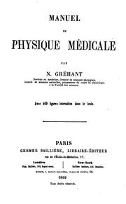 Front cover of Manuel de physique médicale by Nestor Gréhant