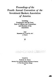 Cover of: Proceedings of the Annual Convention of the Investment Bankers Association ...