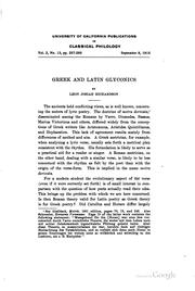 Cover of: Greek and Latin Glyconics