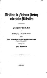 Cover of: Die Steuer im Fürstentum Lüneburg während des Mittelalters...