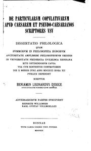 Cover of: De particularum copulativarum apud Caesarem: et pseudo-caesarianos ...