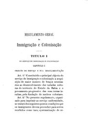 Cover of: Regulamento geral da immigração e colonisação do Estado da Bahia