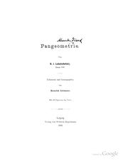 Cover of: Pangeometrie