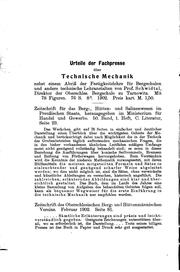 Cover of: Aufgaben-sammlung zur technischen Mechanik und Festigkeitslehre für Bergschulen und andere ...