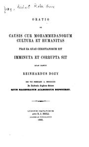 Cover of: Oratio de causis cur Mohammedanorum cultura et humanitas prae ea quae Christianorum est imminuta ...