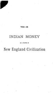 Cover of: Indian Money as a Factor in New England Civilization