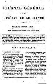 Cover of: Journal général de la littérature de France ... by 