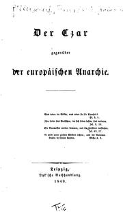 Cover of: Der Czar gegenüber der europäischen Anarchie