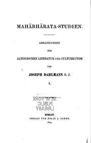 Cover of: Mahābhārata-studien: Abhandlungen zur Alt-indischen Literatur und Culturkunde