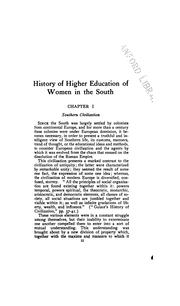 Cover of: History of Higher Education of Women in the South Prior to 1860