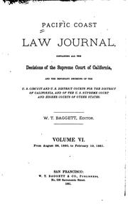 Cover of: Pacific Coast Law Journal: Containing All the Decisions of the Supreme Court ...