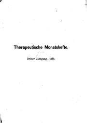 Cover of: Therapeutische Monatshefte by 
