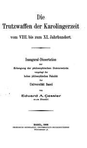 Cover of: Die Trutzwaffen der Karolingerzeit vom VIII, bis zum Xi, Jahrhundert... by 