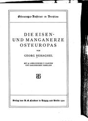 Cover of Die Eisen- und Manganerze Osteuropas by georg behaghel