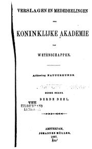 Cover of: Verslagen en mededeelingen der Koninklije akademie van wetenschappen: Afdeeling natuurkunde