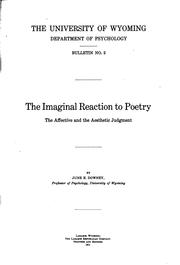 Cover of: The Imaginal Reaction to Poetry: The Affective and the Aesthetic Judgment