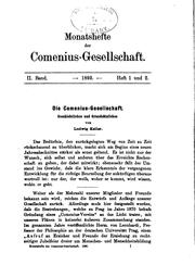 Cover of: Monatshefte der Comenius-gesellschaft für Kultur und Geistesleben by 
