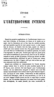 Cover of: Etude sur l'uréthrotomie interne