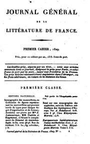 Cover of: Journal général de la littérature de France ...