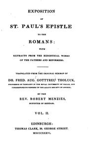 Cover of: Exposition of st. Paul's Epistle to the Romans, tr. by R. Menzies