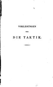 Cover of: Vorlesungen über die Taktik: Hinterlassenes Werk