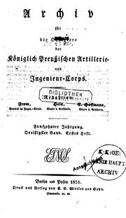 Cover of: Archiv für die Artillerie- und Ingenieur-offiziere des deutschen Reichsheeres by 