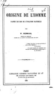 Cover of: Origine de l'homme d'après les lois de l'évolution naturelle
