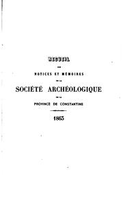 Cover of: Recueil des notices et mémoires de la Société archéologique de la province ...