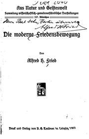 Cover of: Die moderne Friedensbewegung