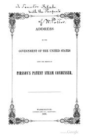 Cover of: Address to the Government of the United States Upon the Merits of Pirsson