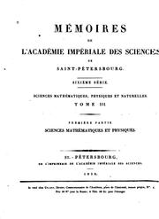 Cover of: Mémoires de l'Académie impériale des sciences de St.-Pétersbourg