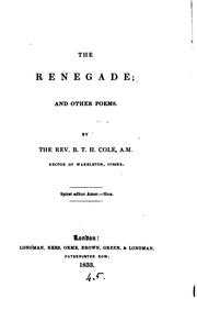 Cover of: The renegade, and other poems