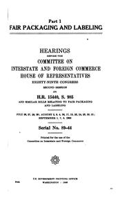Cover of: Hearings, Reports and Prints of the House Committee on Interstate and Foreign Commerce | 